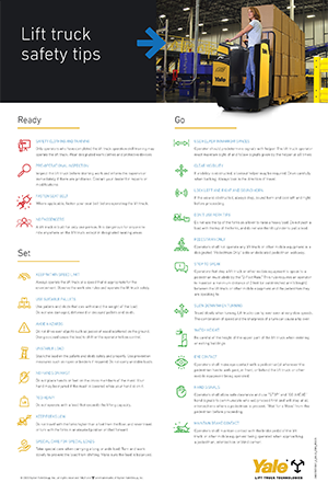 Poster showing forklift operator safety tips